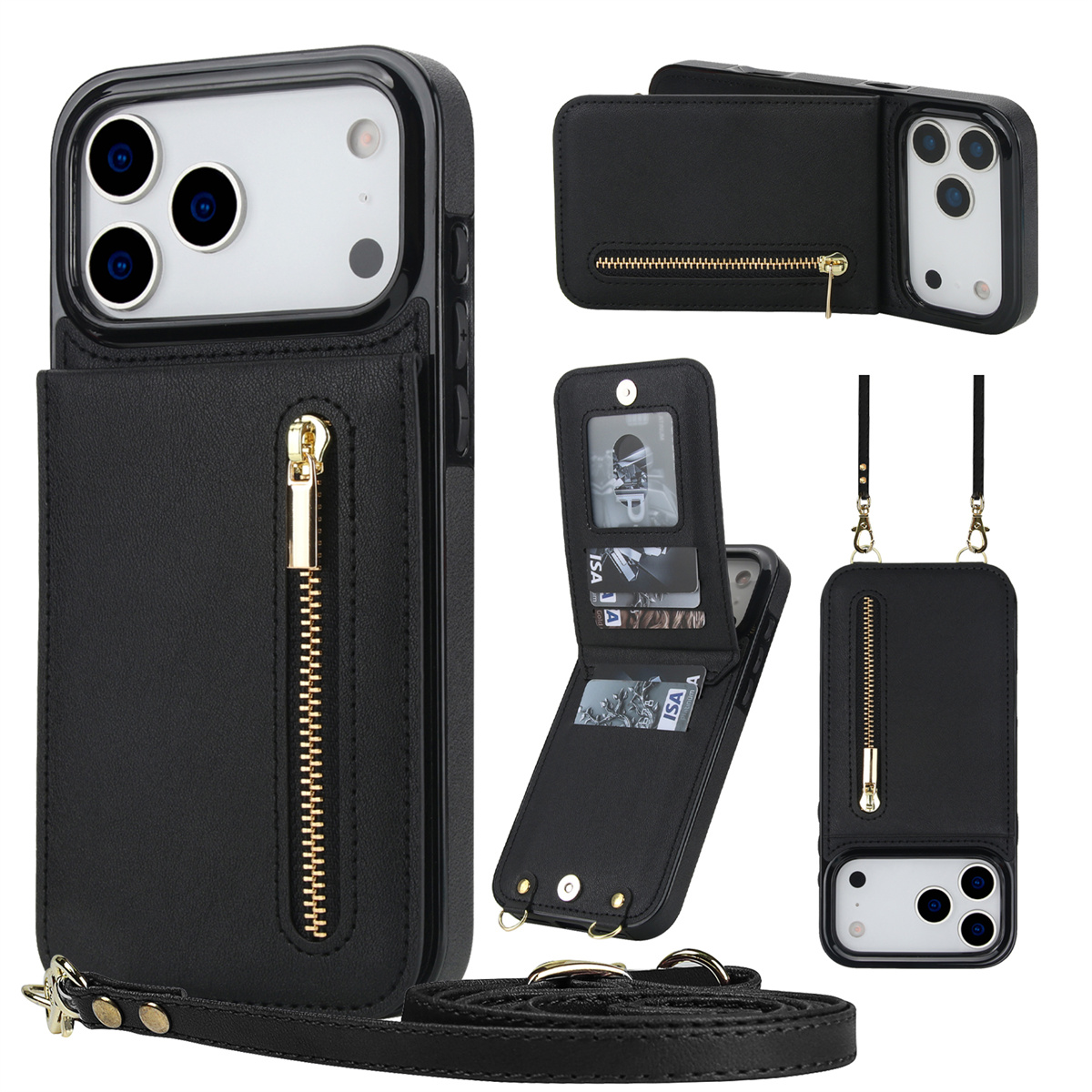 iPhone 16 18 Pro Max 17 Air 16 - Leather Wallet Card Holder Phone Cover incelemesi ve fiyatı