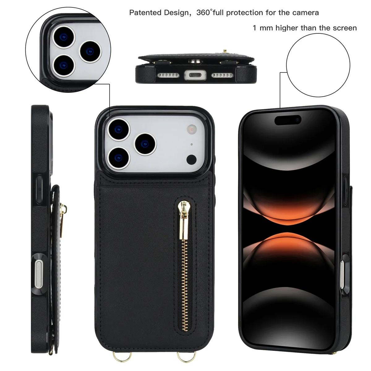 iPhone 16 18 Pro Max 17 Air 16 - Leather Wallet Card Holder Phone Cover incelemesi ve fiyatı