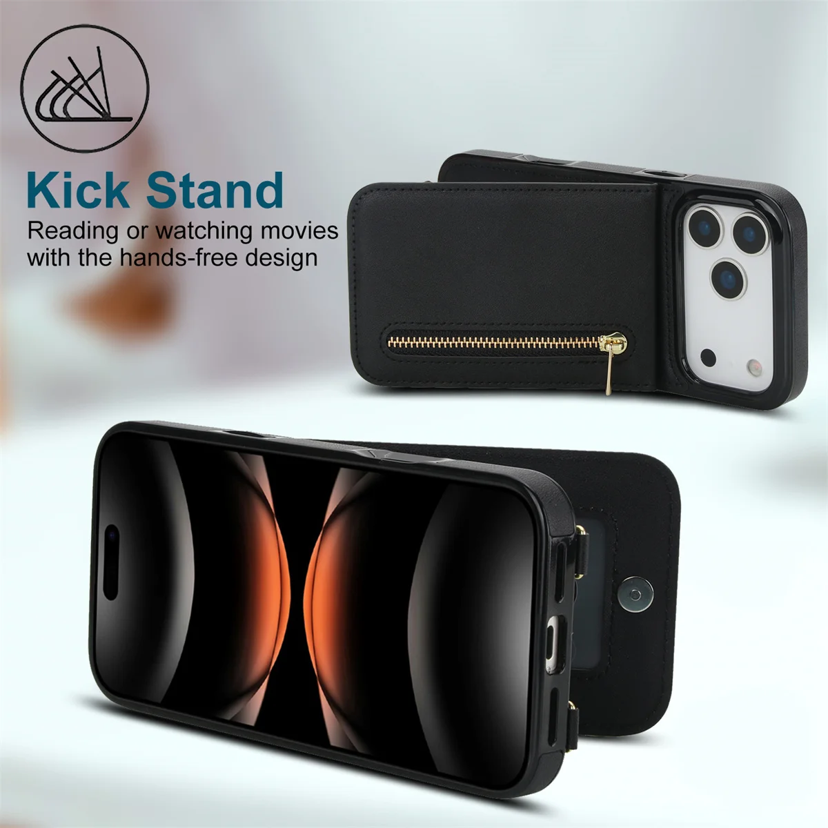 iPhone 16 18 Pro Max 17 Air 16 - Leather Wallet Card Holder Phone Cover incelemesi ve fiyatı
